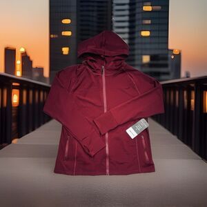 Dyce Active Activewear Full Zip Hoodie 1X Burgundy Pockets Stretch Women New NWT